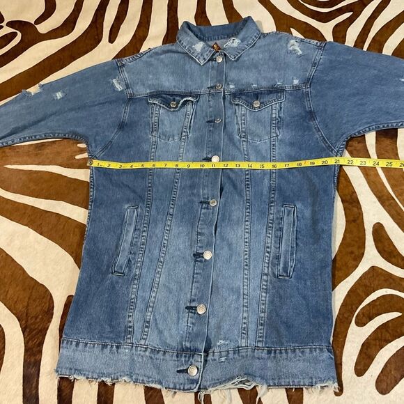 Distressed Denim Jacket Small/Medium - Picture 8 of 12